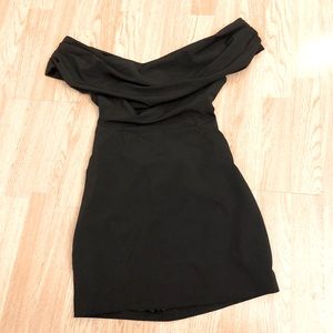 Akira black label off shoulder black dress